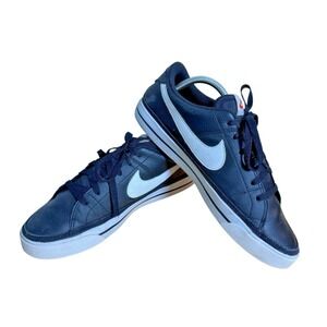 Nike Men's Court Legacy MENS SZ 9.5 PRE-OWNED Black White Leather Athletic Shoes